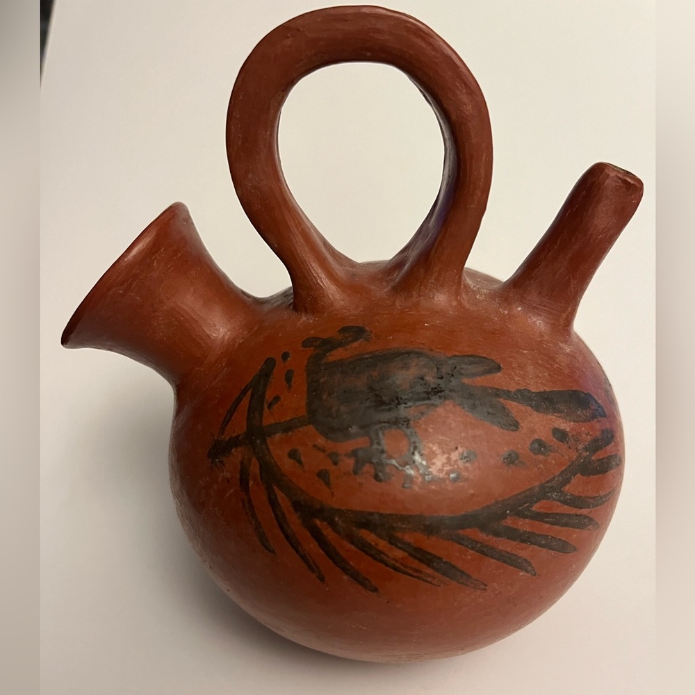 Double Spout Mexico Pottery Terracotta Clay Water Vessel
